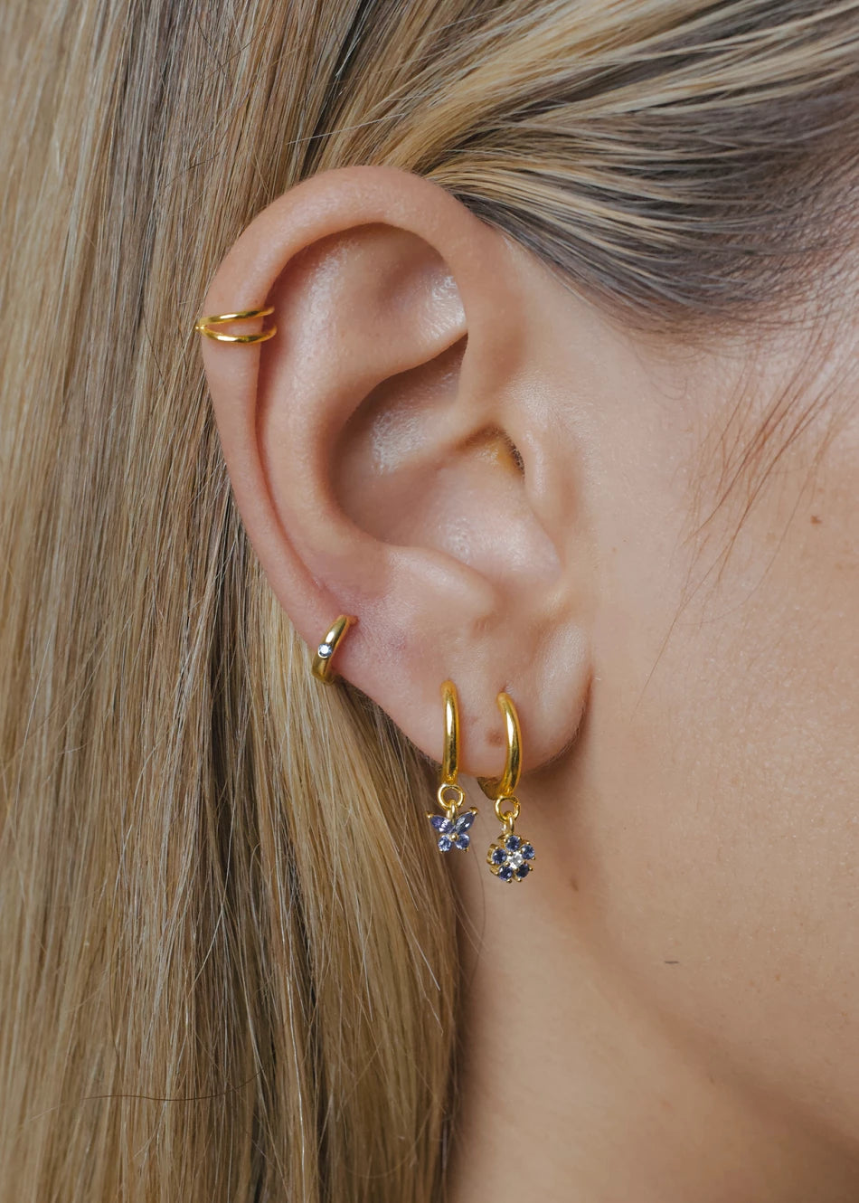 Pendientes Aro Mariposa Azul - Imagen 2