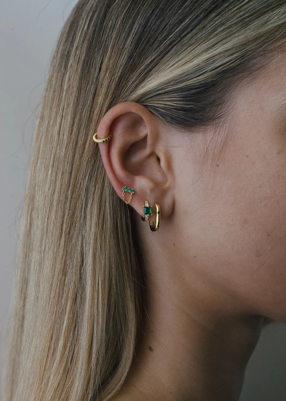 Pendientes Green Brillo Hoop - Imagen 3