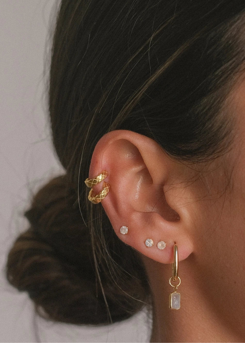 Pendientes Piedra Luna Flash Hoop