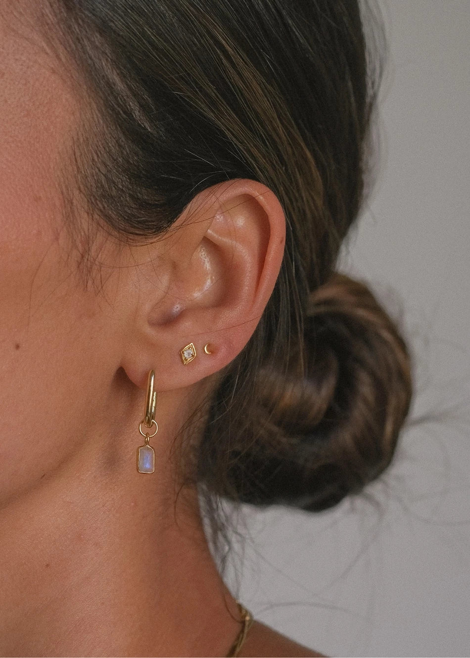 Pendientes Piedra Luna Flash Hoop